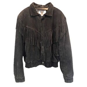 Wilson VTG Leather Suede Fringe Jacket Size S/M   Boho Western Festival